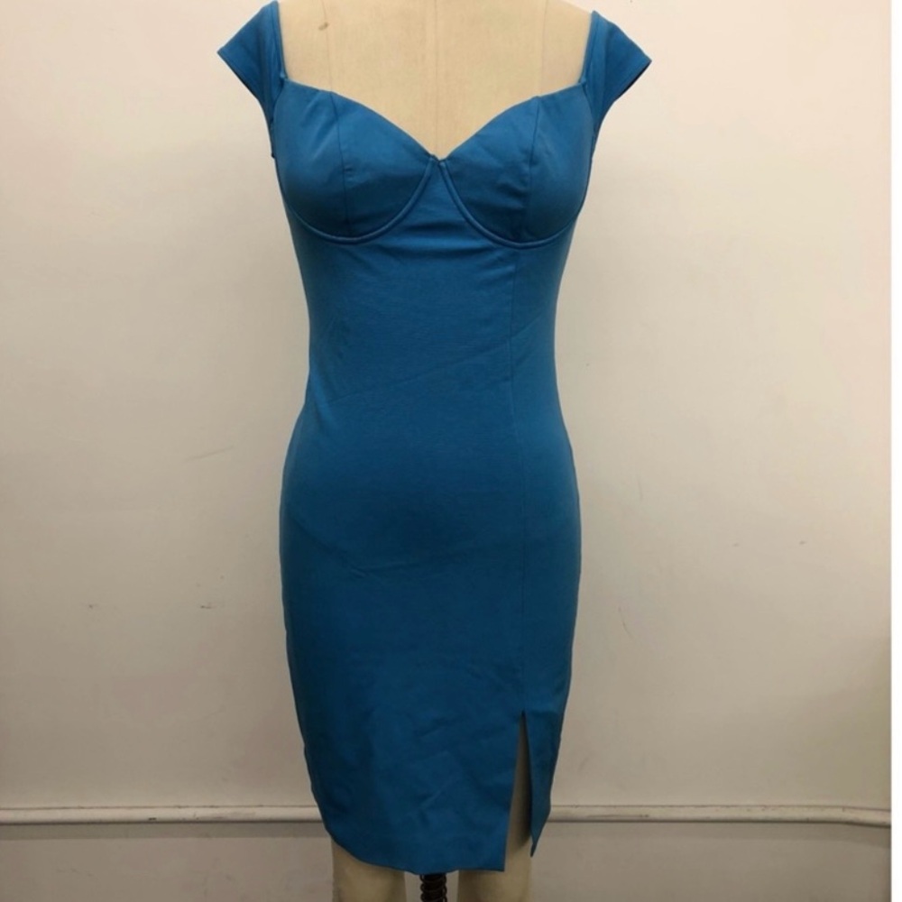 BEBE Dress Small/Medium Stretchy Blue NEW !